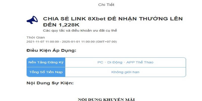 Chi tiết về chương trình chia sẻ link nhận thưởng tại 8xbet